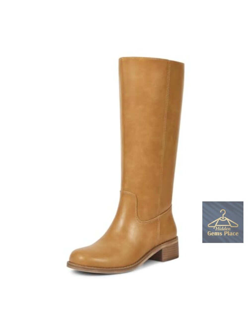 Women's Knee High Boots Round Toe Chunky Block Riding Tall Boots Side Zipper